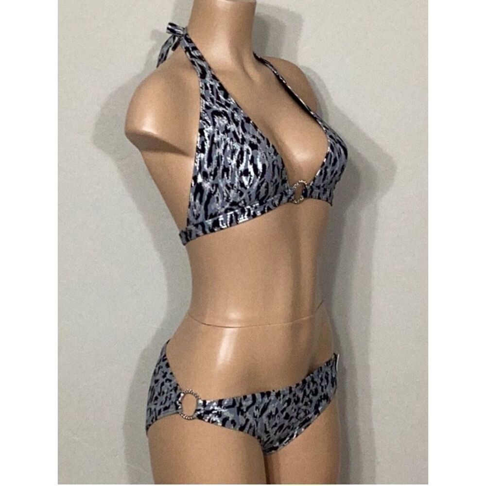 New. Michael Kors frozen Leopard chain ring bikini set. Normally $169. (D)L–top/ - Picture 4 of 10